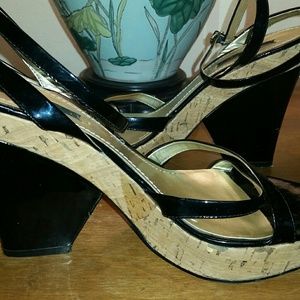 Nine West Patent Leather Ankle Strap Heel/Sandal